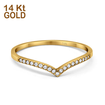 14K Yellow Gold Eternity Wedding Band Ring Simulated Round Cubic Zirconia